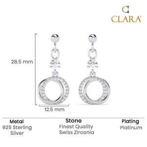 Pendientes Colgantes Circulares Plateados con Circonitas y Perlas, Geométricos y Bañados en Oro, Ideales para Bodas, Fiestas y Regalos - Product Image 5