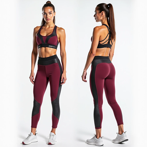 Conjunto de Yoga Fitness para mujer Otoño Invierno Sujetador y mallas activos sin costuras Estilo de patrón cómodo Ropa de entrenamiento transpirable - Product Image 1