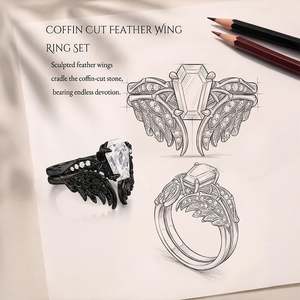 ชุดแหวนปีกขนนกโกธิค Jeulia - เครื่องประดับแฟชั่น - Product Image 5