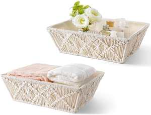 Panier de rangement tissé en macramé fait à la main en coton naturel avec tissu amovible idéal pour une organisation élégante de la maison - Product Image 4