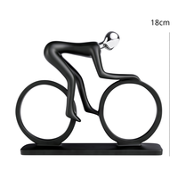 Figurine de cycliste décorative en résine noire moulée à la main, style contemporain, 18 cm, pour table, cadeau pour salon