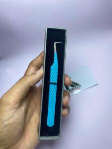 Pince à épiler professionnelle pour extensions de cils, en acier inoxydable, anti-magnétique, à pointe lisse, 90 degrés, avec boîte, prix d'usine - Product Image 6