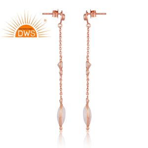 Pendientes colgantes de piedra de luna arcoíris Natural chapados en oro rosa de plata esterlina superventas, fabricante de joyería personalizada - Product Image 3