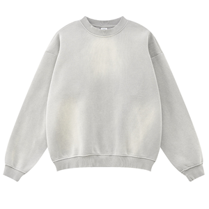 Light <b>Grey</b> Oversized Sweatshirt <b>Men's</b> <b>Fleece</b> Pullover Soft Cotton Blend Crewneck Long Sleeve Regular Fit Casual Embroidered - Product Image 1