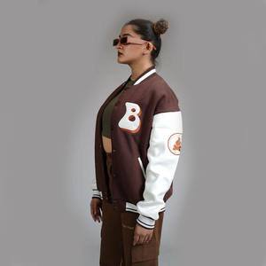 Chaqueta universitaria personalizada con letras de lana para hombre, ropa de calle informal, reversible, deportes de invierno, paquete individual para la temporada de primavera - Product Image 3
