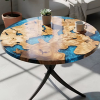 Table de salle à manger/cafetière de luxe moderne en bois d'acacia et résine, faite à la main, étanche, pour salon, retraite, anniversaire de mariage, Diwali