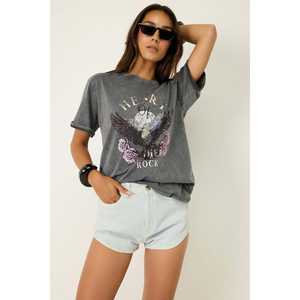 T-shirt décontracté sans manches à col rond, coupe ample, 100% polyester, effet délavé, taille oversize - Product Image 1