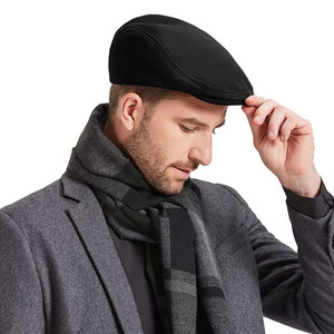 Hombres Newsboy Cap Gorra plana Sombrero de golf Newsboy Sombreros para hombres Negro hecho en Pakistán - Product Image 1