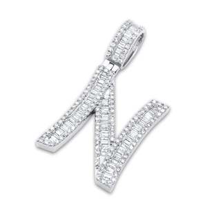 2025 plus récent personnalisé personnalisé Hip Hop bijoux 14KT solide or blanc lettre initiale glacé pendentif Moissanite diamant rond - Product Image 3