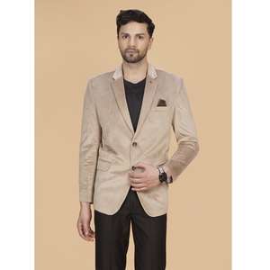 High on Demand Beige <b>Mens</b> Casual <b>Velvet</b> <b>Blazer</b> Classic Design <b>For</b> Professional And Daily Use Available At Wholesale Price - Product Image 1