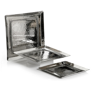 Ensemble martelé de deux plateaux à chocolat Plateau à chocolat design de forme ronde Plateau à chocolat élégant classique - Product Image 5