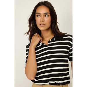 Camiseta de Manga Corta con Cuello Polo y Rayas - Product Image 2