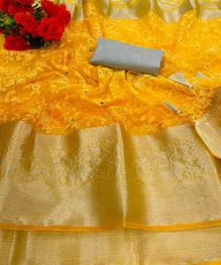 Magnifique Saree en georgette noire pour femme avec un design imprimé fantaisie et un look exclusif pour une fête de mariage - Product Image 1