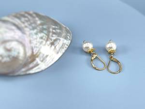 Boucles d'oreilles pendantes en argent massif 925 plaqué or, style minimaliste, avec perles et pierres précieuses, pour femme - Product Image 3