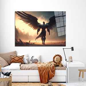 Impression sur toile élégante et moderne d'ange guerrier en verre trempé, ART EN VERRE TREMPÉ - Product Image 1