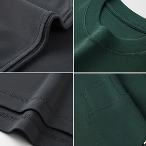 Two <b>Pocket</b> Oversized Cropped Heavy Weight Custom Print Embroidery Cropped Cotton T-<b>Shirt</b> 300 Gsm Double <b>Pocket</b> T-<b>shirt</b> for men - Product Image 3