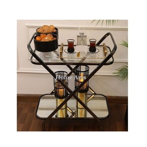 Customized Size and Shape Food Serving <b>Trolley</b> 2 Tiers Iron and Glass Hotel Dessert Serving <b>Trolley</b> in Bulk - Product Image 3