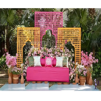 Panneaux laser décoratifs d'extérieur pour la cérémonie Haldi Mehendi, toile de fond personnalisée pour photomaton Mehndi, panneaux de toile de fond pour événements de mariage