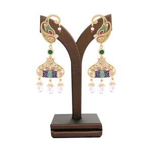 Pendientes colgantes AD chapados en oro tradicionales, joyería de moda de latón de moda, exportación al por mayor, joyería de imitación, Material principal de latón - Product Image 1