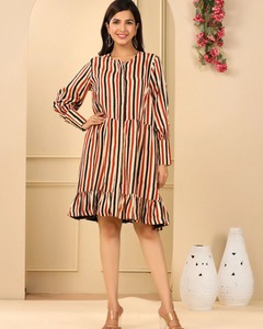 ชุดเดรสมิดิสไตล์โบฮีเมียนทำด้วยมือแบบอินเดียชุดเดรสมิดิสไตล์โบฮีเมียนชุดฤดูร้อนพิมพ์ลายทางทันสมัยสำหรับงานปาร์ตี้ของผู้หญิงธรรมชาติ - Product Image 3