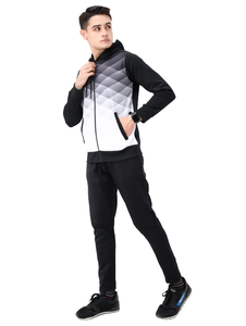 ชุดวิ่งมีฮู้ดสำหรับผู้ชายชุดกีฬาแขนเต็มพิมพ์ลายเรขาคณิตไล่ระดับสีชุดวิ่งสำหรับออกกำลังกายและวิ่ง - Product Image 2