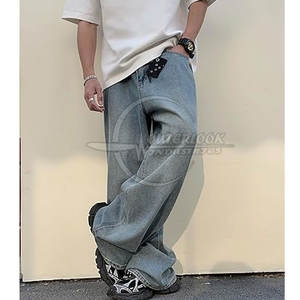 กางเกงยีนส์ขากว้างสำหรับผู้ชายกางเกงขาบานออกแบบได้ตามต้องการโลโก้ใหม่ล่าสุด - Product Image 2