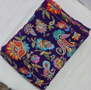 Le tissu de viscose de travail de broderie d'impression de position de crep naturel pur fait au matériel de robe de fantaisie - Product Image 6