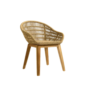 Chaise moderne et élégante en rotin et osier avec pied en bois, chaise de salle à manger, matériau écologique pour restaurant et hôtel - Product Image 1