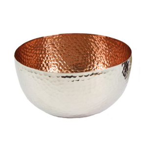 Bol à fruits au design martelé double ton Bols de service alimentaire de taille personnalisée Forme ronde Vaisselle Bol de service alimentaire d'Inde - Product Image 1