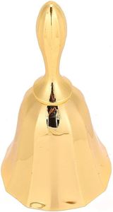 Cloche en laiton massif avec poignée en bois Design unique Forme personnalisée Cloche à main couleur or du fabricant en Inde - Product Image 6