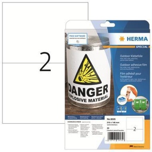 สติกเกอร์กระดาษฟอยล์สีขาวพิเศษ HERMA ขนาด 210 x 148 มม. 20 ชิ้น/แพ็ค - Product Image 1