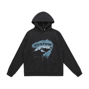 Private Label Acid Wash Streetwear Set Heavy GSM Cotton <b>Fleece</b> Drop Shoulder Sweatshirt Pullover Solid Winter 100% Cotton - Product Image 3