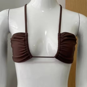 Ensemble bikini personnalisable Logo 2 Set avec broderie cordon de serrage ceinture en maille disponible lettre Paisley 2pcs lavé teint uni - Product Image 1