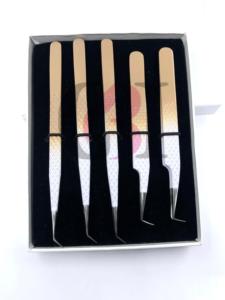 Pinzas para Extensión de Pestañas de Acero Inoxidable con el Mejor Diseño, Rectas, de 45 Grados, con Recubrimiento en Polvo de Doble Color, Antimagnéticas, de 90 Grados - Product Image 3