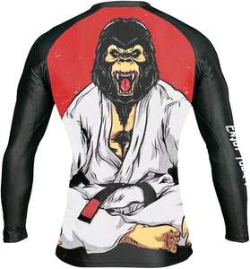 Haute qualité sur mesure à manches courtes Compression Fitness Gym chemises personnalisé sublimé BJJ Rashguard chemises hommes MMA Rash Guard - Product Image 5