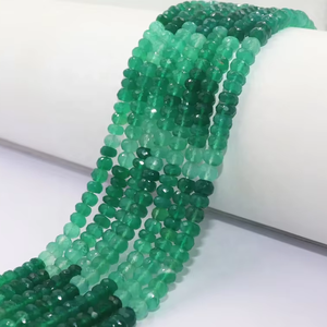 Cuentas facetadas de ónix verde natural de 6.5 mm, 13 pulgadas, peso personalizable para la fabricación de joyas - Product Image 1