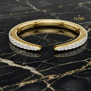 <b>Open</b> Cuff Lab Diamond 10K GOLD <b>Ring</b> Minimal Stackable Womens Band - Product Image 4