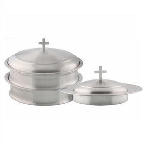 Ensemble de communion en acier inoxydable Mayur Exports, plateau de service à vin avec couvercle et assiette à pain avec couvercle - Product Image 1