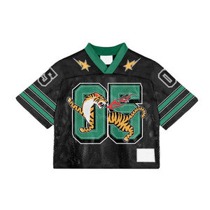 Camiseta de fútbol de malla recortada de gran tamaño a la moda de calidad superior al por mayor, camiseta de secado rápido con mangas cortas transpirable - Product Image 4