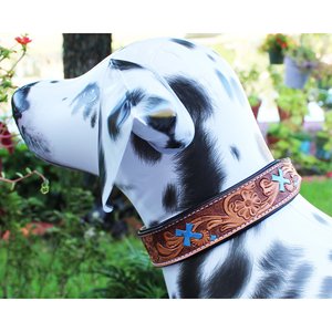 Collier de chien en cuir véritable solide et réglable Collier de luxe pour animaux de compagnie Conception d'outillage floral Style classique Durable Rembourré Léger - Product Image 3