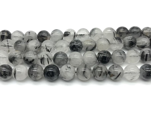 Perles de pierre, perles de quartz tourmaline, collier de pierres précieuses lisses, pierres de guérison, cristal naturel, grossiste - Product Image 5