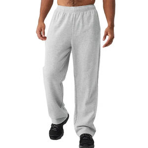 100% pantalones de chándal en blanco de lana de algodón, pantalones de chándal con bolsillo, pantalones de chándal de pierna ancha lavados con ácido personalizados, pantalones lavados para hombre - Product Image 2