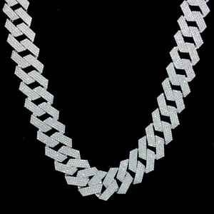 20mm Round Cut VVS Moissanite Diamond Cuban Link Chain Iced Out Wedding Jewelry Gift for Men 925 Sterling Silver - Product Image 1