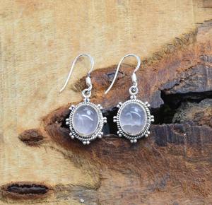 Handmade Silver Boho Style <b>Earrings</b> Jewelry 925 Sterling Silver <b>Rose</b> <b>Quartz</b> Gemstone Trending <b>Earrings</b> Jewelry For Women Gift - Product Image 4
