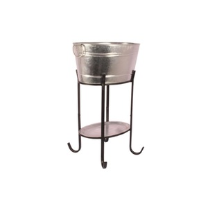 Stainless Steel Beverage Tub With Tray & Metal <b>Stand</b> For Ice Storage <b>Drinking</b> Use Home Bar Garden Party Decorative Beverage Tub - Product Image 1