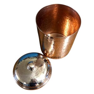 Recipiente de cobre puro Premium de lujo con tapa, tarro de almacenamiento hecho a mano para cocina o despensa, perfecto para té, café o especias - Product Image 2