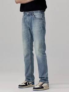 กางเกงยีนส์ขาตรงเรโทรของผู้ชาย2025กางเกงยีนส์ขาตรงสไตล์อเมริกัน, กางเกงยีนส์ซักได้น้ำหนักมากใส่สบาย - Product Image 2