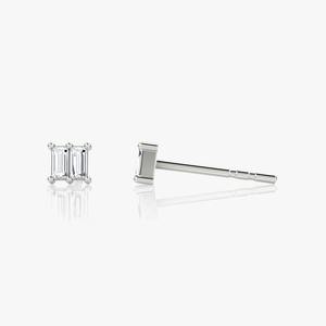 Pendientes de Plata 925 con Doble Tuerca y Diamante Moissanita de 0.90ct, Diseño Geométrico Vintage de Moda para Aniversario, Compromiso, Boda - IGI - Product Image 4
