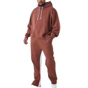 Nouvel arrivage de gros Sweat-shirt à capuche et pantalon de survêtement évasé avec logo personnalisé imprimé taille épaule tombante Ensemble survêtements à capuche et pantalon de survêtement - Product Image 1