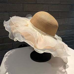 Lace Bowknot Straw <b>Hat</b> for Women, <b>Summer</b> Wide Brim Sun Protection <b>Hat</b>, Beach Vacation Sun <b>Hat</b> - Product Image 2